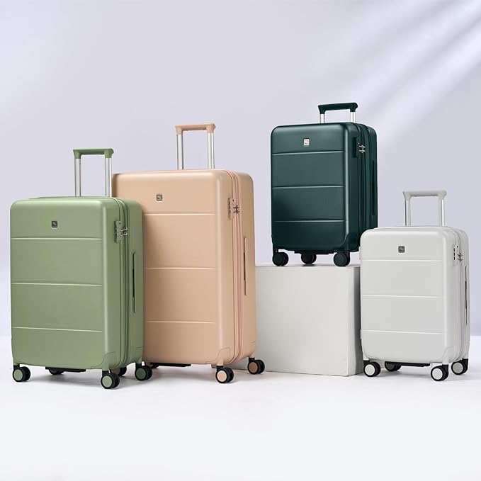 Hanke Expandable Luggage Sets 3 Piece with Spinner Wheels, 20/24/28" Hardside Carry On Luggage Large Suitcase, All-PC Hard Shell Luggage, TSA Lock, Lightweight Durable (Blackish Green)