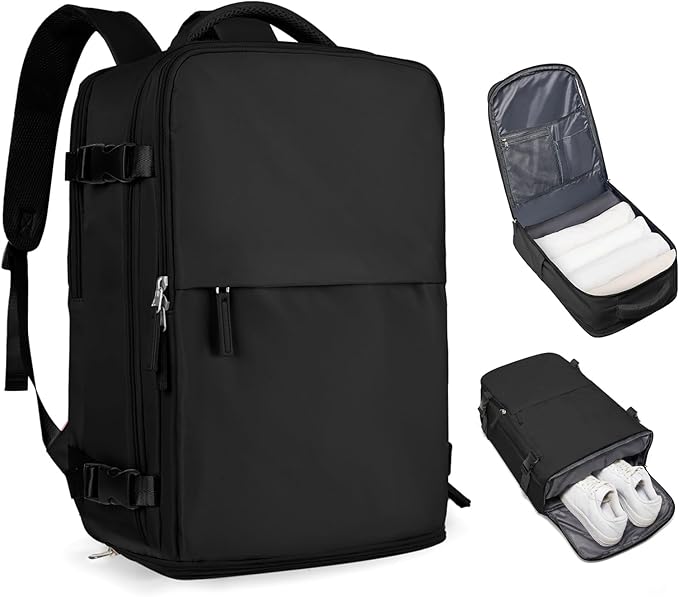 Travel Backpack For Women Airline Approved Carry On Backpack Flight Approved Waterproof Sports Luggage Backpack Casual Daypack Small Hiking Backpack Black Backpack