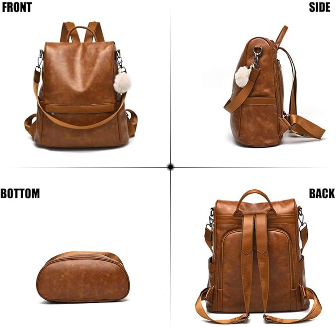 CHERUTY Women Backpack Purse PU Leather Anti-theft Casual Shoulder Bag Fashion Ladies Satchel Bags