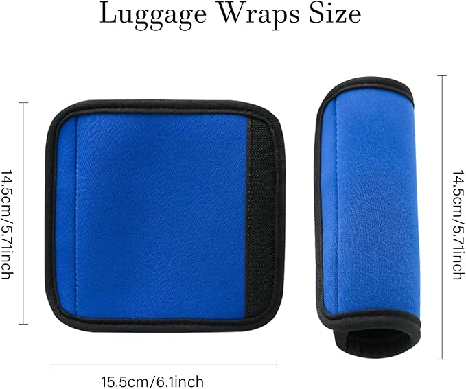 2 Pack Luggage Handle Wraps for Suitcase, Bright Color Comfort Soft Handle Covers (Blue)