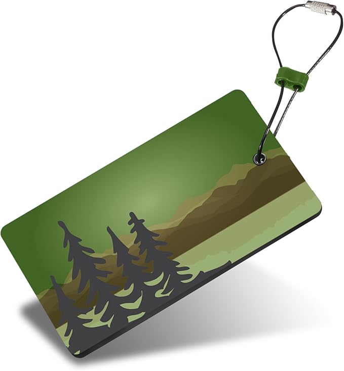 Lewis N. Clark Travel Green Luggage Tag and Suitcase Identifiers for Women and Men, Carry on, Backpack and More, Green Trees, 1-Pack