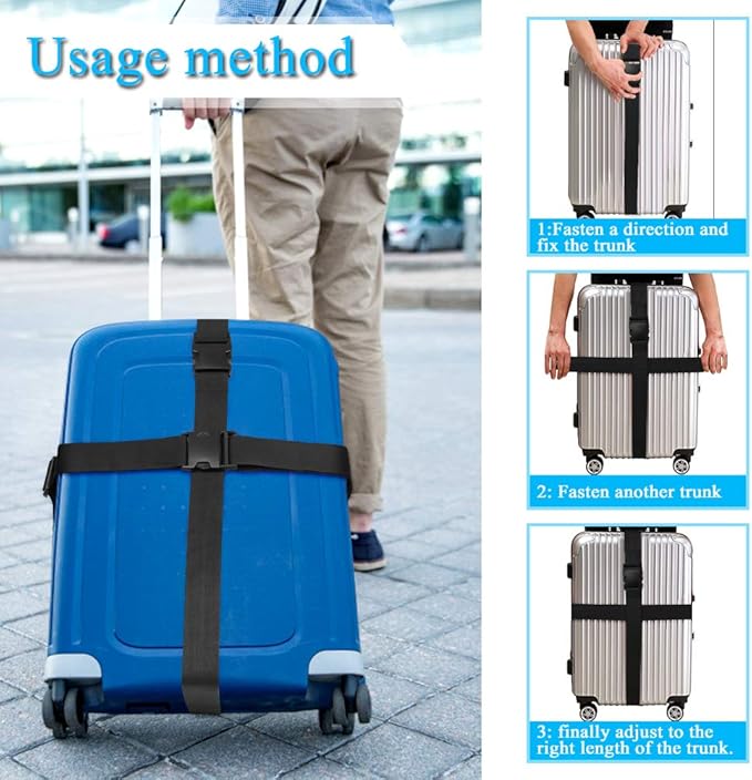 2Pcs Luggage Straps for Suitcase Travel Accessories TSA Approved, 80In Long Belts to Keep Your Suitcase Secure, Adjustable Bag Straps with Quick-Release Buckle for Travel Bag Closure, Brown