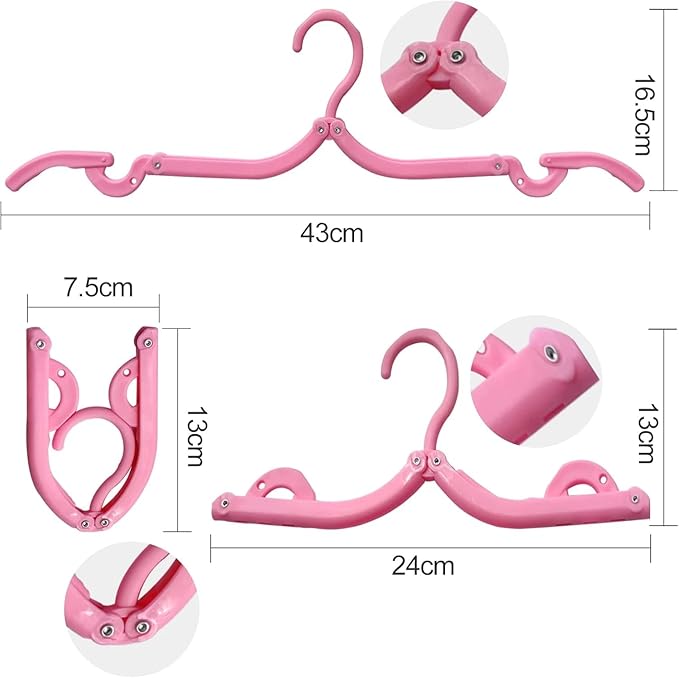 10Pcs Multicolor Travel Hangers, Portable Folding Clothes Hanger Foldable Drying Rack for Camping Home Use