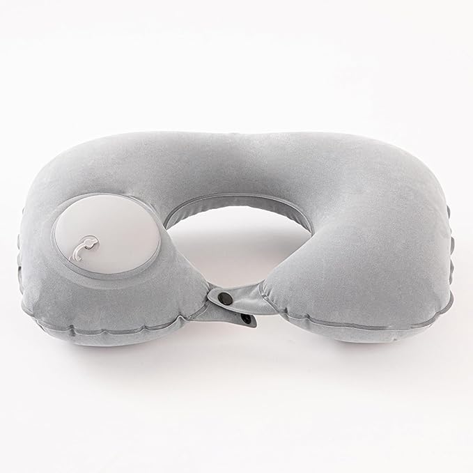 Portable Inflatable Neck Pillow for Travel - Quick-Inflate Airplane Pillow, Compact Adjustable Support for Flights Cars Trains