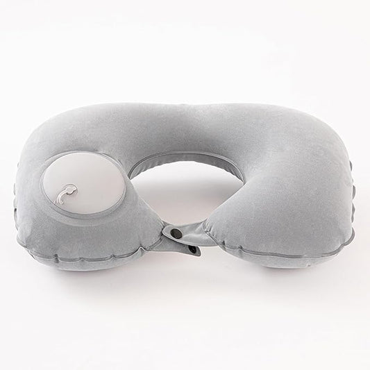 Portable Inflatable Neck Pillow for Travel - Quick-Inflate Airplane Pillow, Compact Adjustable Support for Flights Cars Trains