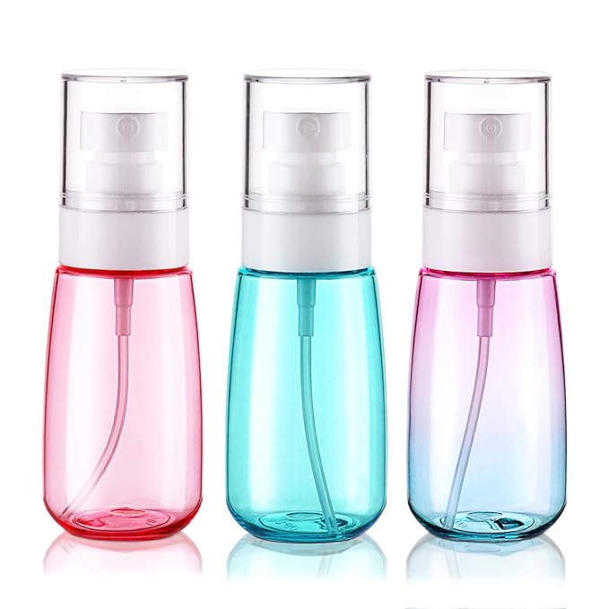 Cosywell Travel Spray Bottle TSA Approved 2oz 60ml 3 Pack Leak Proof Fine Mist Empty Plastic Refillable Spray Bottle for Perfume Essential Oils Toners Rose Water Cosmetics (3color)