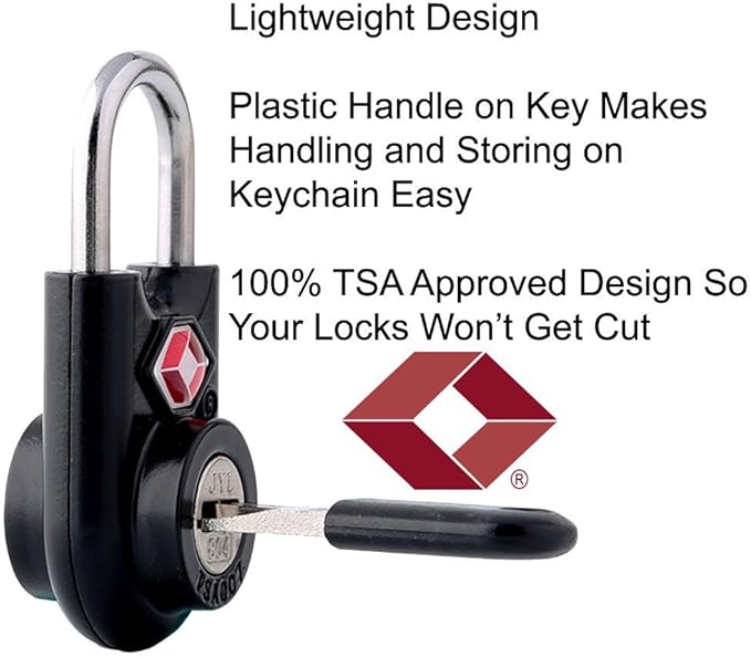 SURE LOCK Mini TSA Approved Keyed Luggage Lock – One Key Opens All, Fits Tight Zipper Gaps & Small Pull Holes, Compact Travel Lock for Suitcases, Backpacks & Handbags