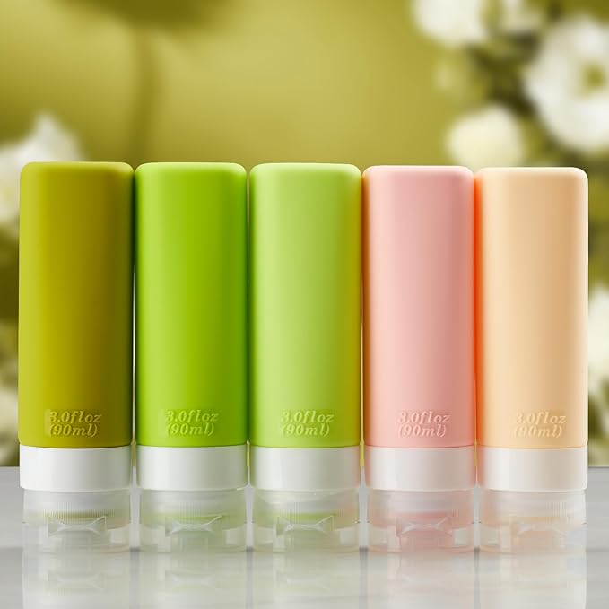 INSFIT Travel Bottles for Toiletries, TSA Approved 3oz Travel Size Toiletries, BPA Free Leak Proof Squeezable Silicone Tubes Travel Essentials for Shampoo Conditioner Lotion Soap
