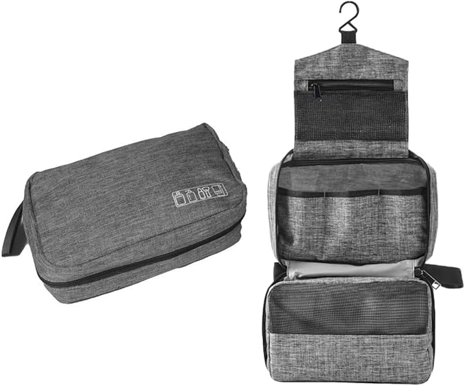 Travel toilet bag is used to store toiletries, Suitable for short-term travel use hanging toilet bag (Gray)