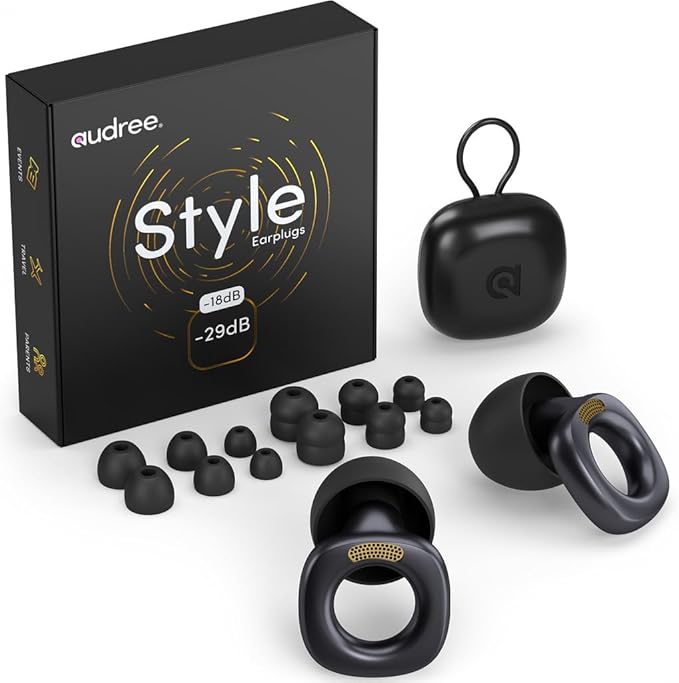 Audree Style Ear Plugs for Noise Reduction, Reusable High Fidelity Earplugs for Concerts, Musicians, Motorcycles, Study, Parent, Party, Flights & Noise Sensitivity, 18-29dB Noise Cancelling (Grey)