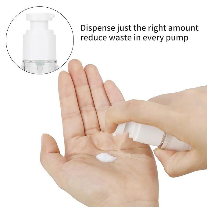 LONGWAY 0.5Oz 15ml Clear Airless Cosmetic Cream Pump Bottle Travel Size Dispenser Refillable Containers/Foundation Travel Pump Bottle for Shampoo (Pack of 8)