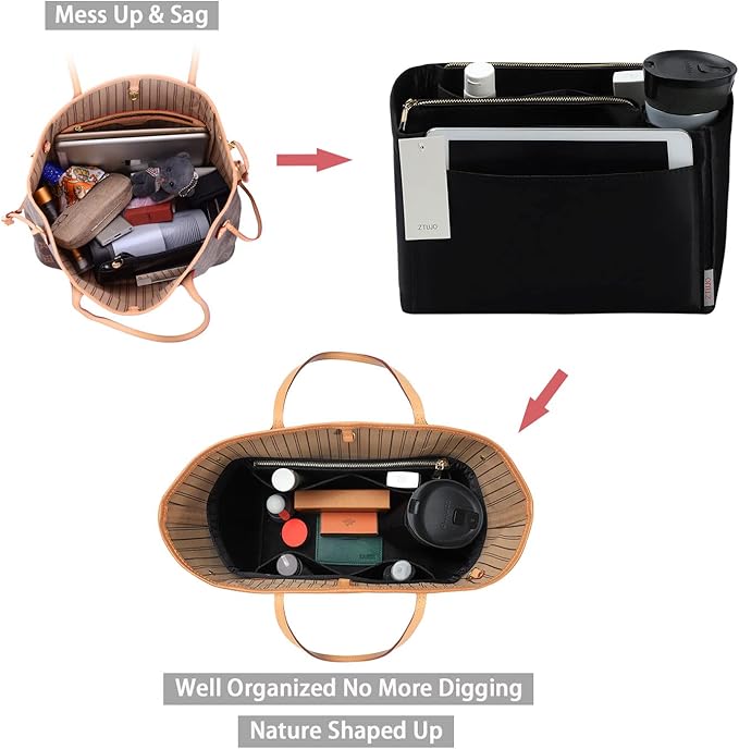 ZTUJO Purse Organizer, Felt Bag Organizer Purse Organizer Insert For Speedy, Neverfull, Graceful, Neverfull,Tote, Handbag,Shaper