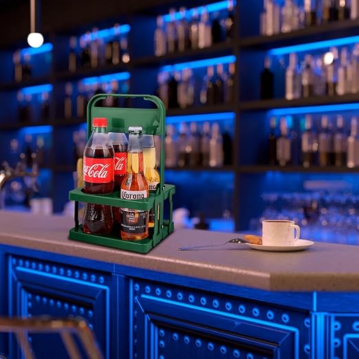 Bodaon 4 Cup Drink Carrier with Handle, Plastic Cup Carriers for Drinks, Drink Holder for Car,Take Out Delivery Drivers Accessories, Portable Foldable Reusable Mobile, Use for Food Delivery Bag