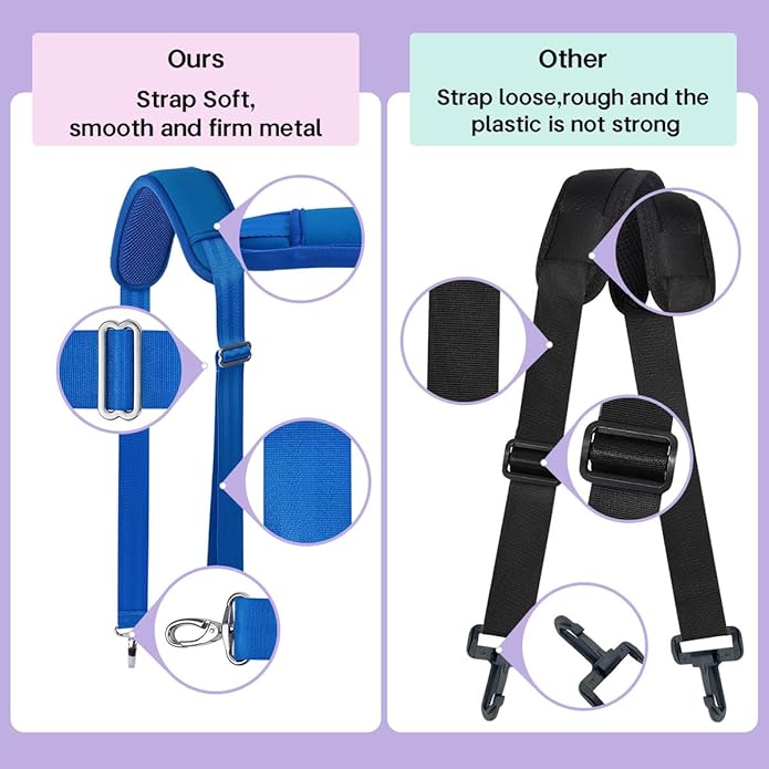 60 Inch Shoulder Strap with Removable Ultra-Thick Pad，Adjustable Buckles and Metal Hooks