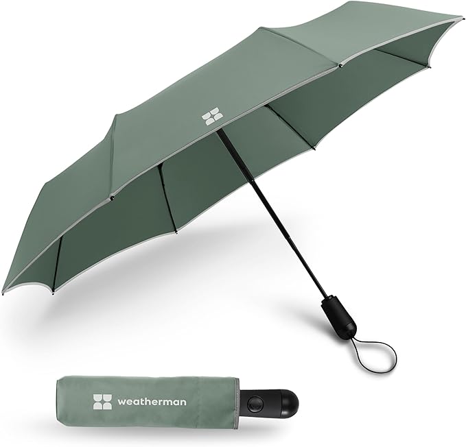 Weatherman Umbrella - Premium Small Compact Mini Umbrellas for Traveling - Windproof Umbrellaas Resists Up to 45 MPH Winds - Traveling Umbrellasa for Rain, Wind, Purse, Pocket, Backpack, Car - Portable Travel Umbrellas Easy Auto Open Close w/ Strong Fi...