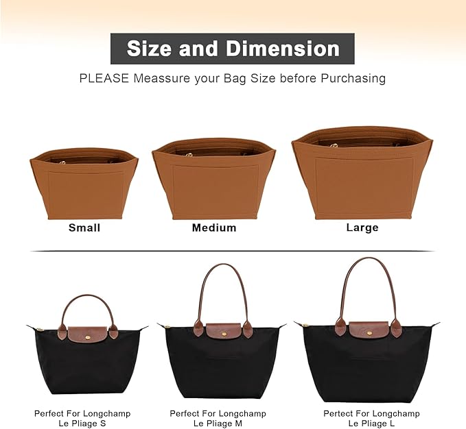 LOUKAYCCI Purse Organizer Insert for Le Pliage Large Handbags Insert Organizer (Brown, Large)