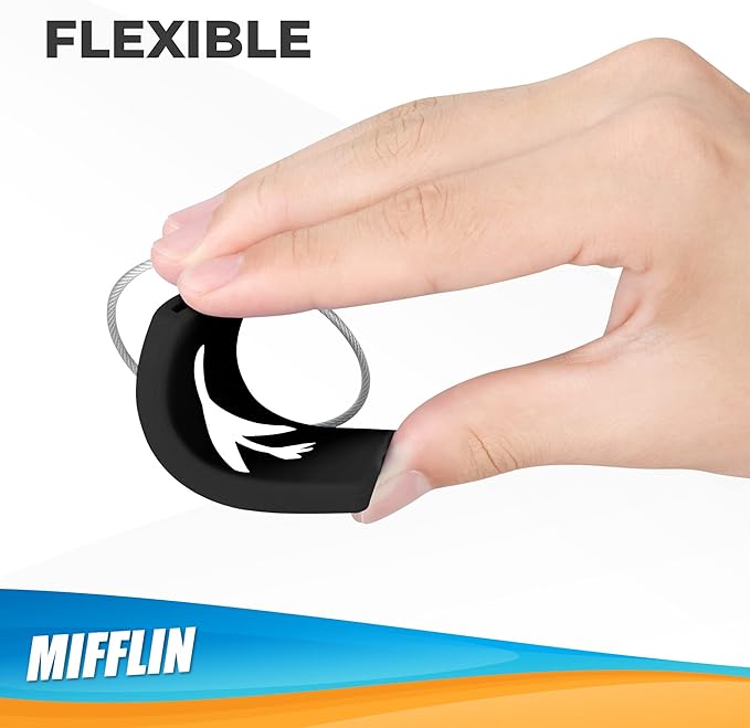Mifflin-USA Silicone Luggage Tags (Black, 2 Pack) with Plane Embedded Design & Name ID Card; Bright Colors to Quickly Find Your Bag