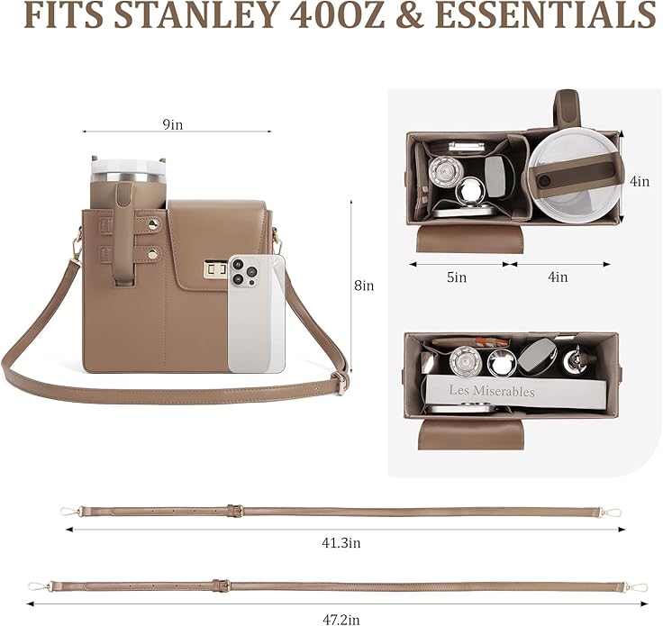 Stanley Purse Cup Holder Bag- Outdoor Portable Crossbody Bag for Stanley Cup Tumbler Purse