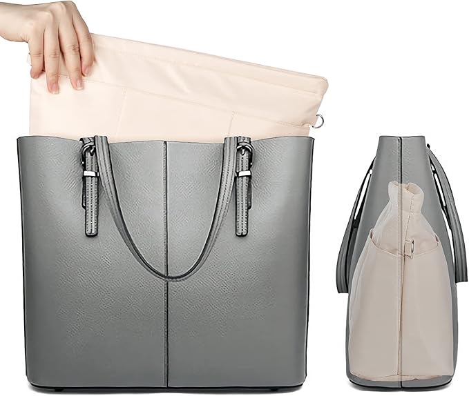Sightor Nylon Handbag Organizer Insert - Purse Tote Shaper in Bag (Beige, Medium)