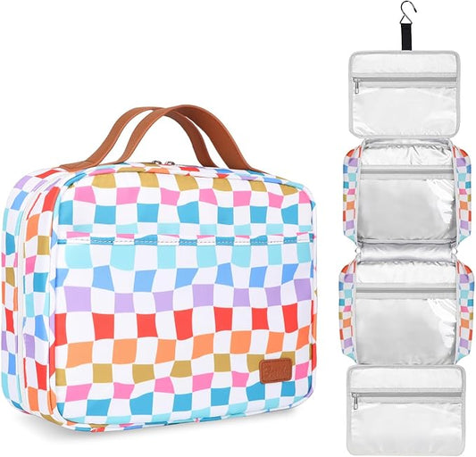 Bosidu Hanging Travel Toiletry Bag,Large Capacity Cosmetic Travel Toiletry Organizer for Women with 4 Compartments & 1 Sturdy Hook,Perfect for Travel/Daily Use/Christmas