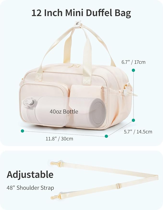 Ceneda 12 inch Mini Gym Bag for Women, Small Duffle Bag with Wet Pocket, Lightweight Multi-Pocket Travel Tote for Yoga, Sports, Workout, Daily Use - Water-Resistant