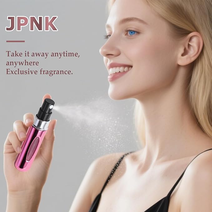 JPNK Mini Refillable Perfume Portable Atomizer Bottle 5PCS Travel Size Spray Refillable Refill Bottle 5 ml with Travel and Outgoing Bag