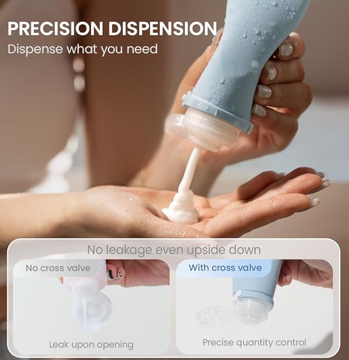 Travel Bottles for Toiletries, TSA Approved 3oz Container, High-Effeiciency Leak-Proof Ultrasonic Technology, Silicone Refillable Squeezable Travel Accessories for Shampoo Conditioner Lotion (3 Pcs)