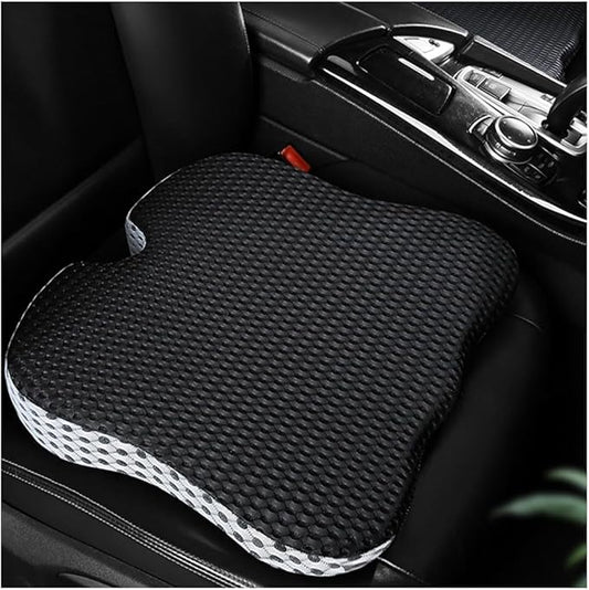 Car Seat Cushion, Auto Gel Infused Memory Foam Cushion for Driver Comfortable Driving Hip Pressure Relief Office Chair, Universal for Vehicles and Office Chairs (Black)