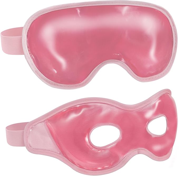 2 Pack Cooling Eye Mask for Puffy Eyes,Reusable Gel Cold Compress Pack for Puffy Eyes & Dark Circles, After Eyes Surgery, Migraine Relief, Headaches (Pink)