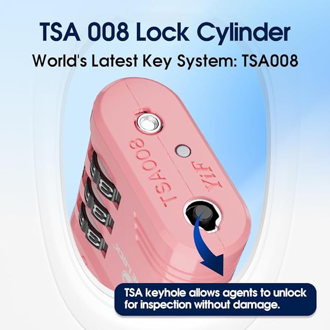 SURE LOCK TSA Approved Luggage Lock – 3-Digit Resettable Combination Padlock with Open Alert Red Dot, Large Easy-Read Dials for Suitcases, Backpacks, Gym & School Lockers(Pink 2 pk)