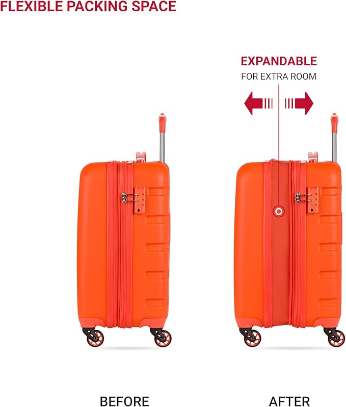 SwissGear 7366 Signature Hardside Expandable Luggage with Spinner Wheels, TSA Lock, Cup-Holder, Orange, Carry-On 19-Inch