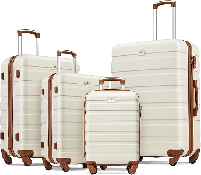 Suitour Luggage 4 Piece Sets,Hardshell Lightweight Suitcase with Spinner Wheels TSA Lock (16"/20"/24"/28")