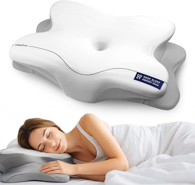 Cervical Neck Pillow for Side & Back Sleepers, Ergonomic Memory Foam Pillow for Sleep Apnea, Neck Pain Relief, Neck Support Pillow with Breathable Pillowcase, Supportive Bed Pillow for Neck