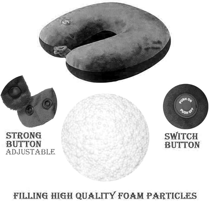 Hooshing Neck Pillow Massager Vibrating Black for Pain Relief Therapy Support Shoulder Fatigue in Car Home and Office