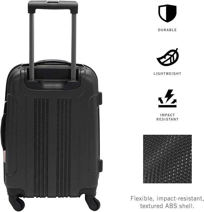 Kenneth Cole REACTION Out of Bounds Lightweight Hardshell 4-Wheel Spinner Luggage, Charcoal, 20-Inch Carry On