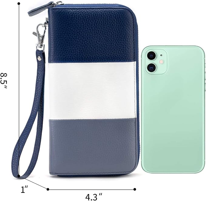 Moflycom Womens Wallet RFID Blocking Genuine Leather Multi Credit Card Large Capacity Zip Around Clutch Travel Purse Wristlet
