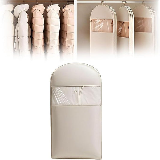 2025 Space Saving Hanging Garment Bag with Self Compression Zipper, Transparent Visibility Space Saving Hanging Protector for Down Coat with Self Compression Zipper (Large)
