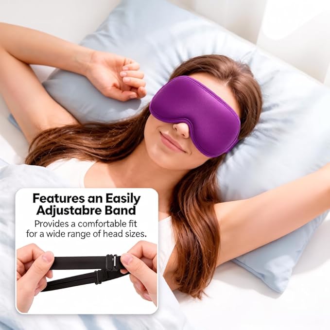 Weighted Cooling Sleep Mask, 6oz 3D Blackout Eye Mask for Sleeping, Contoured Gel Eye Mask, Adjustable Strap, Eyelash Friendly Sleep Mask for Relaxation, Anxiety Relief Items, Naps, Travel, Purple