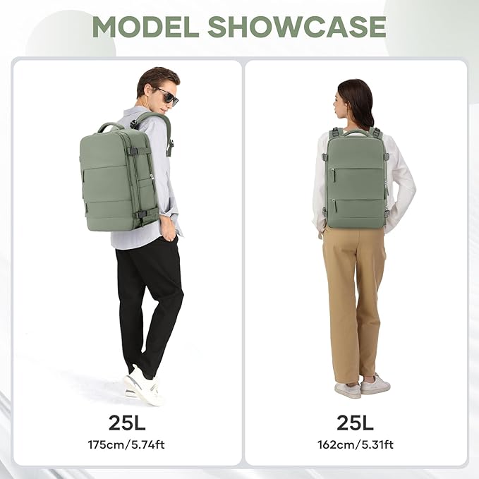 coowoz Travel Backpack For Women Men,Carry On Backpack,Hiking Backpack Waterproof Outdoor Sports Rucksack Casual Daypack travel essentials（Gray Green）