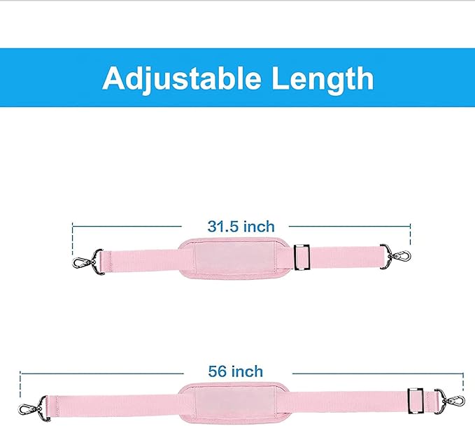 MOSISO 56 inch Shoulder Strap, Adjustable Thick Soft Universal Replacement Non-Slip Fit Padded with Metal Swivel Hooks for Laptop Shoulder Bag/Laptop Messenger Bag/Crossbody Bag, Rose Quartz