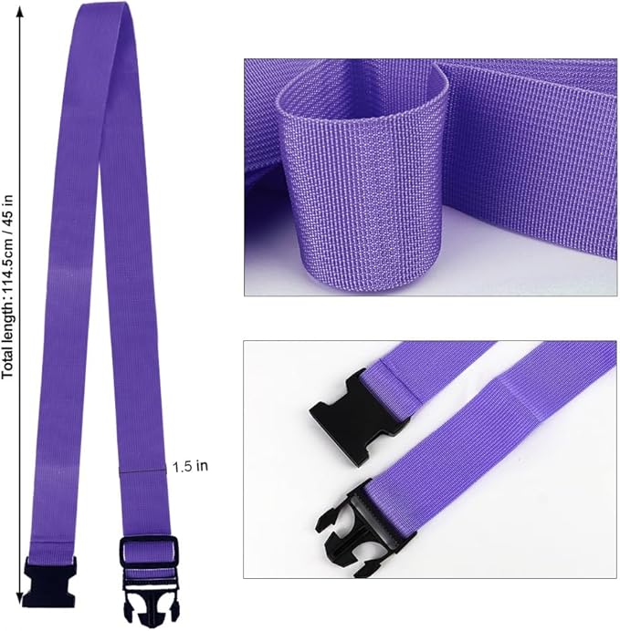 2Pack Luggage Straps for Suitcases, Travel Connector for Carry On Bag, Add Bag to Connect Two Suitcases, Adjustable Belt Attachment Accessories for Connect Your 3 Luggages, Purple