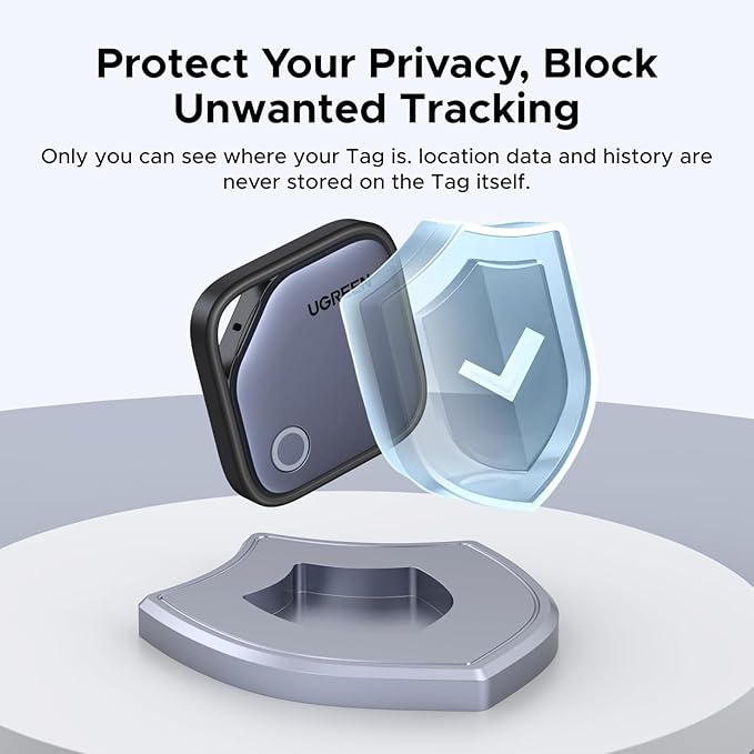 UGREEN FineTrack Air Tracker Tags (iOS Only) 4 Pack, 2-Year Replaceable Battery Bluetooth Tracker Compatible with Apple Find My, Item Finder Smart Tag for Keys, Luggage - [Apple Find My Certified]