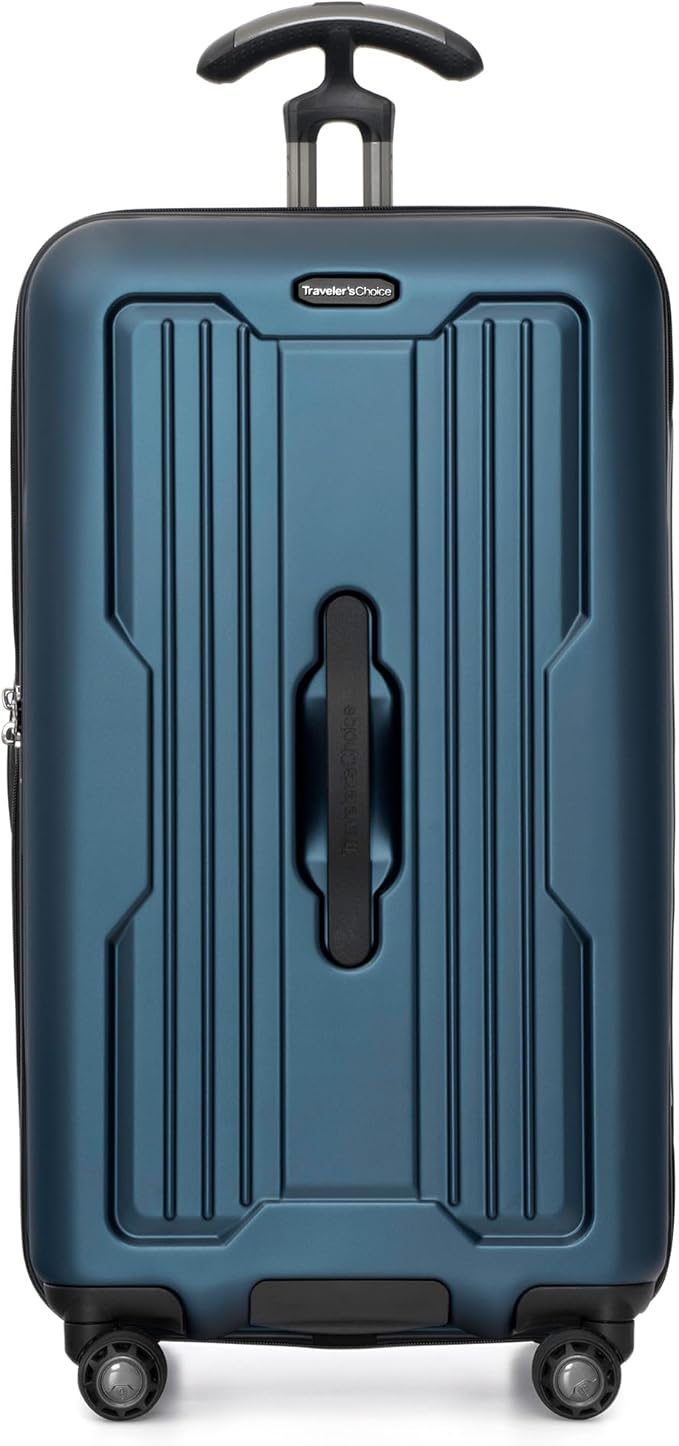 Traveler's Choice Ultimax II Polycarbonate Hardside Luggage with Spinner Wheels, Matte Navy, 28-Inch Medium Trunk
