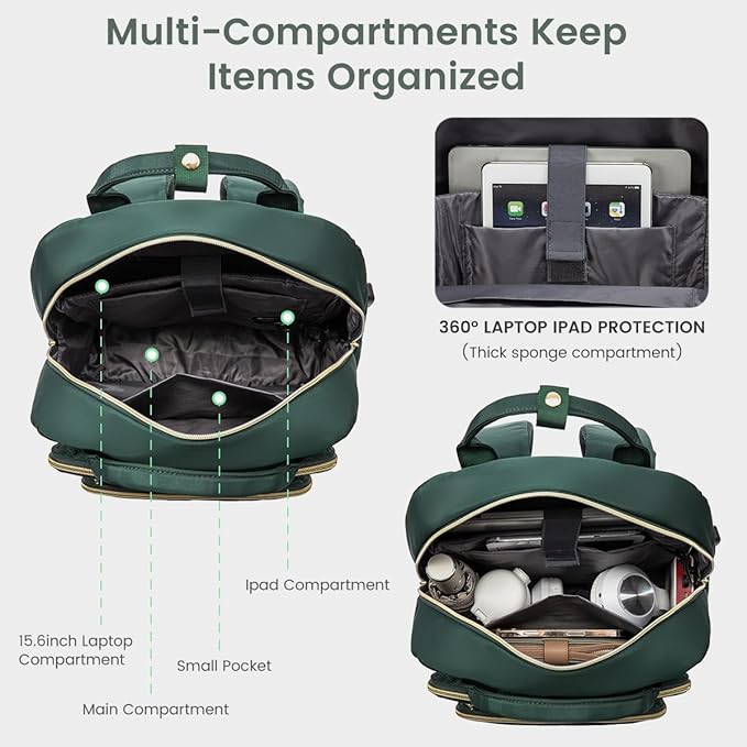 LOVEVOOK Laptop Backpack for Women, Water Resistant Travel Work Backpacks Purse Stylish Business Teacher Nurse Computer