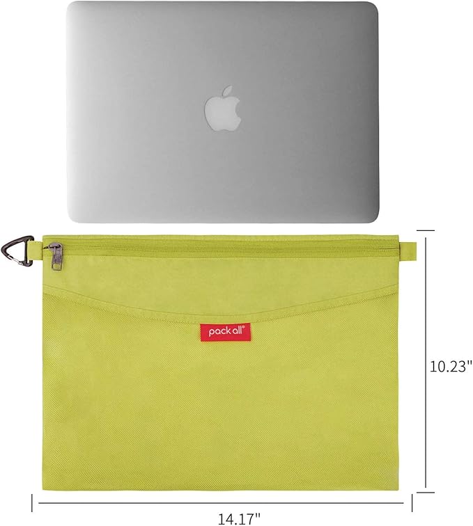 pack all Water-resistant Material Zipper Pouch, Mesh Zipper Bags for Storage, Travel, Office (Green, Large)