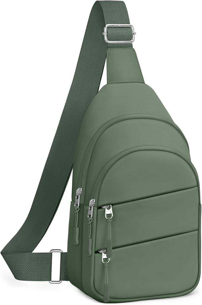 Tuwubi Crossbody Bags for Women, Sling Bag for Men, Small Hiking Backpack Anti Theft Lightweight for Outdoors Travel （M, Sage Green）