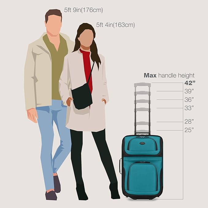 U.S. Traveler Rio Lightweight Softside Rolling Carry-on Suitcase, 2-Wheel Single, Teal