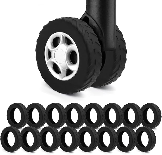 UMUST 16Pcs Luggage Wheel Covers,Silicone Suitcase Cover for 2-2.4'' Spinner Wheel, Carry On Luggage Wheels Protector,Upgrade Suitcase Wheels Protective,Essential Travel Accessories(Black)