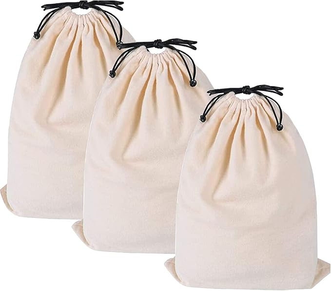 MISSLO Cotton Breathable Dust-proof Drawstring Storage Pouch Bag (Pack 3 M)
