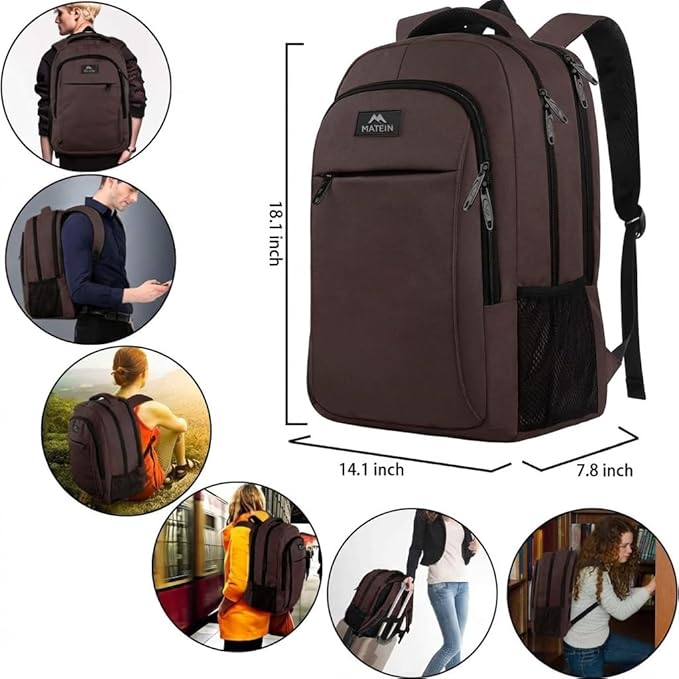 MATEIN 15.6 in Laptop Backpack, School Backpack with USB for Men Women and College Student, Sturdy Laptop Bag for Laptop Accessories Water Resistant Travel Backpack Functional Birthday Gifts